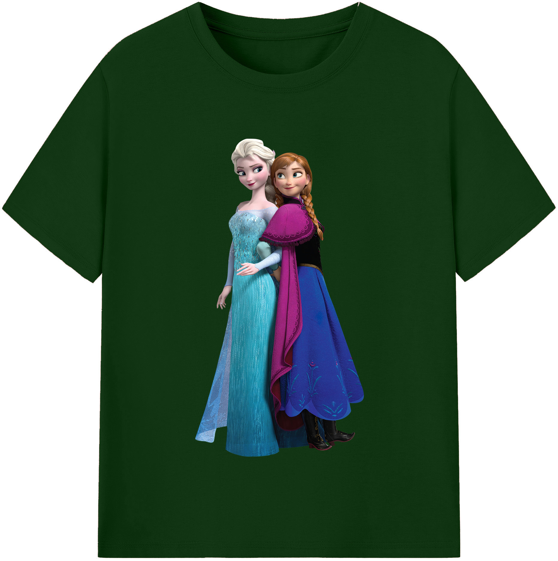 （画像用） アナと雪の女王 アンナ エルサ Frozen Anna Elsa 綿100％半袖Tシャツ（フロントプリント）